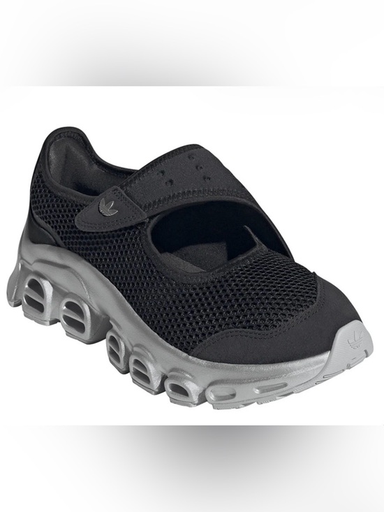 adidas Shoes - Adidas Mega Jane Mary Jane Black Mesh Slip-On Sneakers with Silver Sole size 8.5